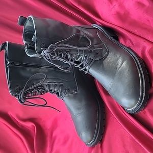 TORRID Mid-Calf Lace Up Boots Grey Side Zip Womens Size US 10